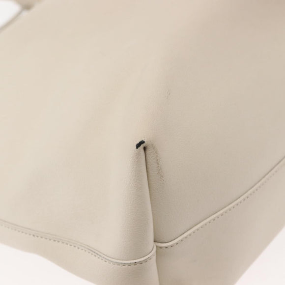 SAINT LAURENT Tote Bag Leather White Gold Auth BA7093