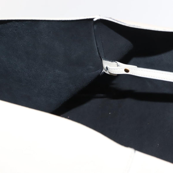 SAINT LAURENT Tote Bag Leather White Gold Auth BA7093