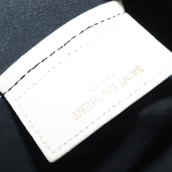 SAINT LAURENT Tote Bag Leather White Gold Auth BA7093