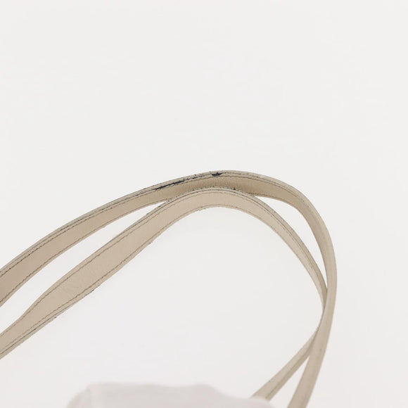 SAINT LAURENT Tote Bag Leather White Gold Auth BA7093