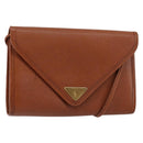 SAINT LAURENT Shoulder Bag Leather Brown Gold Auth BA7094-1