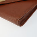 SAINT LAURENT Shoulder Bag Leather Brown Gold Auth BA7094-14