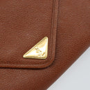 SAINT LAURENT Shoulder Bag Leather Brown Gold Auth BA7094-17