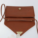 SAINT LAURENT Shoulder Bag Leather Brown Gold Auth BA7094-10