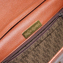 SAINT LAURENT Shoulder Bag Leather Brown Gold Auth BA7094-11