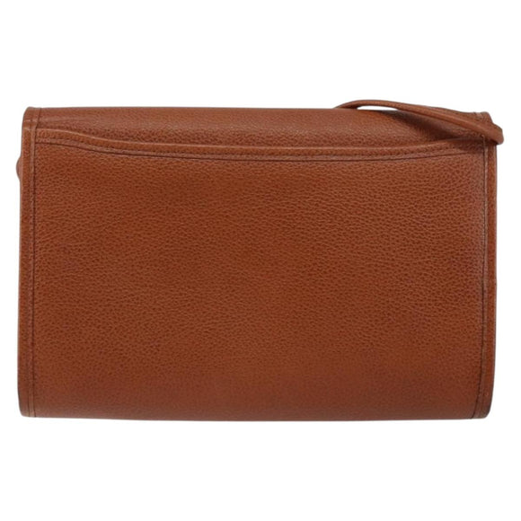 SAINT LAURENT Shoulder Bag Leather Brown Gold Auth BA7094