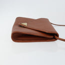 SAINT LAURENT Shoulder Bag Leather Brown Gold Auth BA7094-3