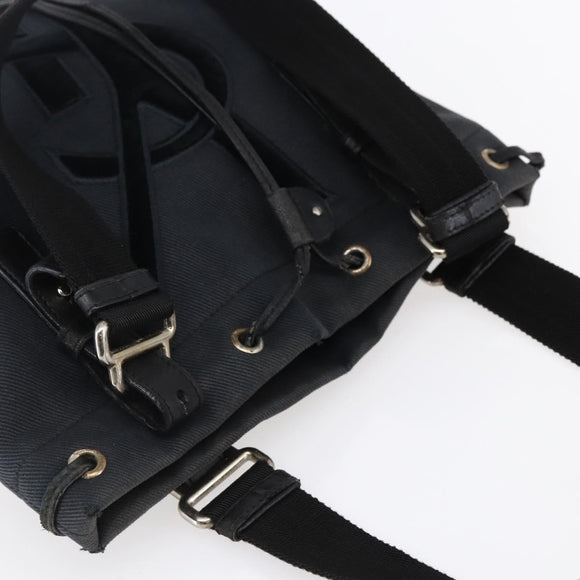 SAINT LAURENT Kahala Tote Bag Canvas Black Silver 123435 Auth BA7095