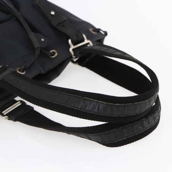 SAINT LAURENT Kahala Tote Bag Canvas Black Silver 123435 Auth BA7095