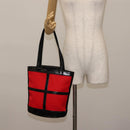 SAINT LAURENT Tote Bag Enamel nylon Red Silver Auth BA7096-20