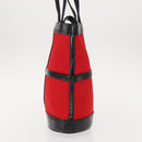 SAINT LAURENT Tote Bag Enamel nylon Red Silver Auth BA7096-3