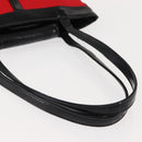 SAINT LAURENT Tote Bag Enamel nylon Red Silver Auth BA7096-7