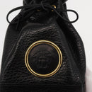 Gianni Versace Pouch Leather Black Gold Auth BA7106-8