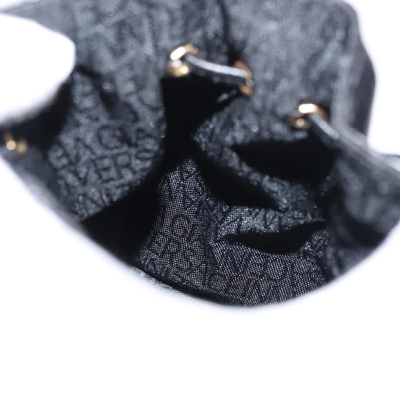 Gianni Versace Pouch Leather Black Gold Auth BA7106