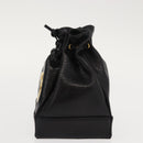 Gianni Versace Pouch Leather Black Gold Auth BA7106-3