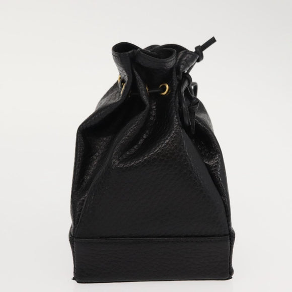 Gianni Versace Pouch Leather Black Gold Auth BA7106