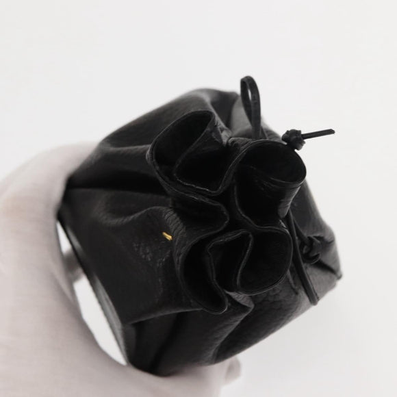 Gianni Versace Pouch Leather Black Gold Auth BA7106