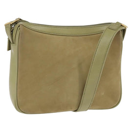 GUCCI Shoulder Bag Suede Leather Green Gold Auth BA7108