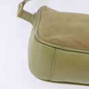 GUCCI Shoulder Bag Suede Leather Green Gold Auth BA7108-9