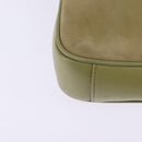 GUCCI Shoulder Bag Suede Leather Green Gold Auth BA7108-15