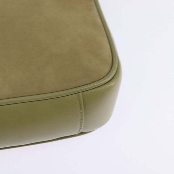 GUCCI Shoulder Bag Suede Leather Green Gold Auth BA7108