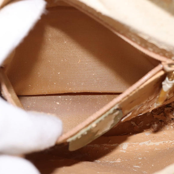 GUCCI Shoulder Bag Suede Leather Green Gold Auth BA7108