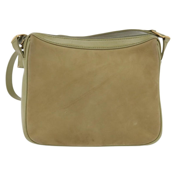 GUCCI Shoulder Bag Suede Leather Green Gold Auth BA7108