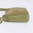 GUCCI Shoulder Bag Suede Leather Green Gold Auth BA7108-3