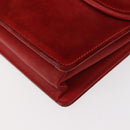 GUCCI Chain Shoulder Bag Leather Suede Red Gold Auth BA7109-14