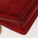 GUCCI Chain Shoulder Bag Leather Suede Red Gold Auth BA7109-15