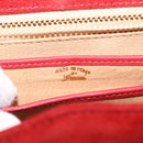 GUCCI Chain Shoulder Bag Leather Suede Red Gold Auth BA7109-10