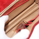 GUCCI Chain Shoulder Bag Leather Suede Red Gold Auth BA7109-11