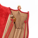 GUCCI Chain Shoulder Bag Leather Suede Red Gold Auth BA7109-19