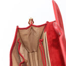 GUCCI Chain Shoulder Bag Leather Suede Red Gold Auth BA7109-20