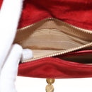 GUCCI Chain Shoulder Bag Leather Suede Red Gold Auth BA7109-21