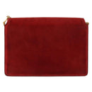 GUCCI Chain Shoulder Bag Leather Suede Red Gold Auth BA7109-2