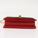 GUCCI Chain Shoulder Bag Leather Suede Red Gold Auth BA7109-5