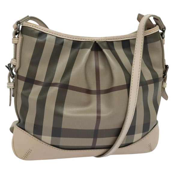 BURBERRY Nova Check Shoulder Bag PVC Khaki Auth BA711