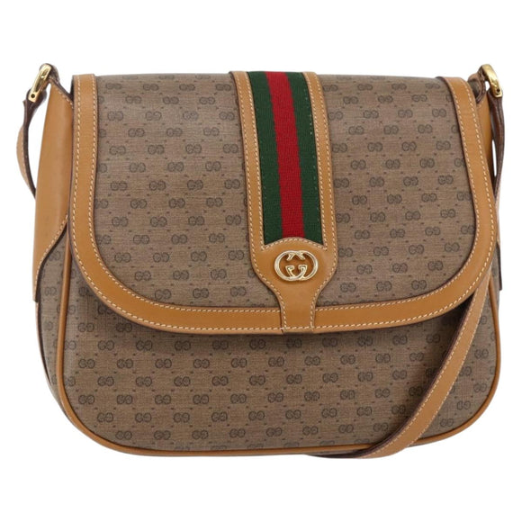 GUCCI Micro GG Supreme Web Sherry Line Bag PVC Beige 001 115 0914 Auth BA7111