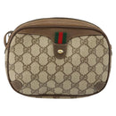 GUCCI GG Supreme Web Sherry Line Bag PVC Beige Gold 89 02 066 Auth BA7117-13