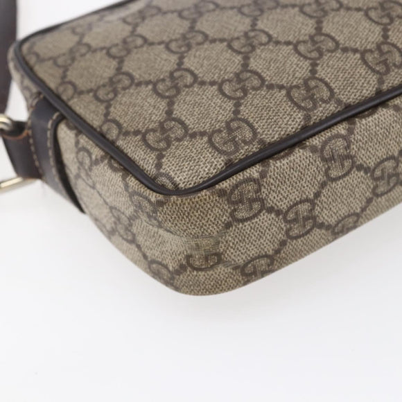 GUCCI GG Supreme Shoulder Bag PVC Beige Gold 201447 Auth BA7119