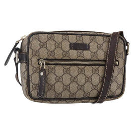 GUCCI GG Supreme Shoulder Bag PVC Beige Gold 201447 Auth BA7119