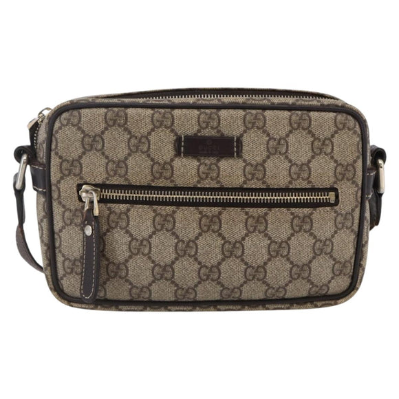 GUCCI GG Supreme Shoulder Bag PVC Beige Gold 201447 Auth BA7119