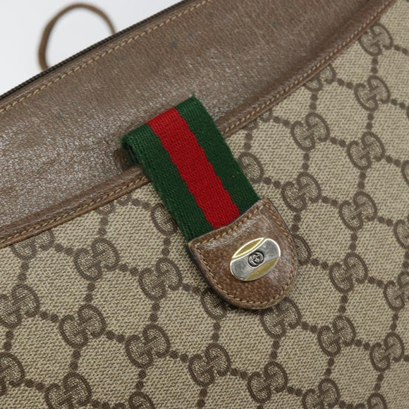 GUCCI GG Supreme Web Sherry Line Bag PVC Beige Gold 904 02 020 Auth BA7124