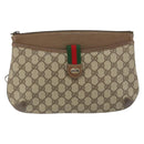 GUCCI GG Supreme Web Sherry Line Bag PVC Beige Gold 904 02 020 Auth BA7124-13