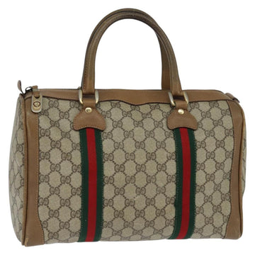 GUCCI GG Supreme Sherry Line Boston Bag PVC Beige Gold 002 098 0534 Auth BA7125