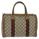 GUCCI GG Supreme Sherry Line Boston Bag PVC Beige Gold 002 098 0534 Auth BA7125-13