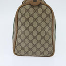 GUCCI GG Supreme Sherry Line Boston Bag PVC Beige Gold 002 098 0534 Auth BA7125-4