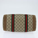 GUCCI GG Supreme Sherry Line Boston Bag PVC Beige Gold 002 098 0534 Auth BA7125-5