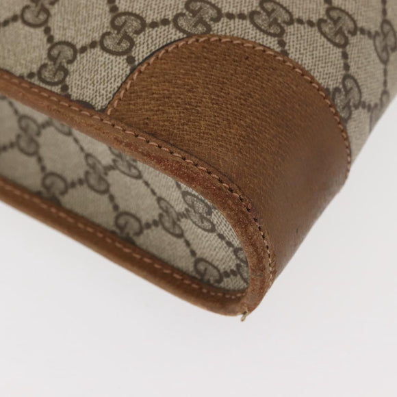 GUCCI GG Supreme Web Sherry Line Hand Bag PVC Beige Auth BA7127